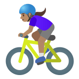 🚴🏽‍♀️ Женщина на Велосипеде: Средний Тон Кожи, смайлик от Google
