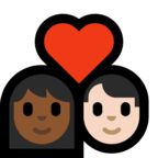 👩🏾‍❤️‍👨🏻 Couple with Heart: Woman, Man, Medium-Dark Skin Tone, Light Skin Tone, Emoji by Microsoft