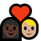 👩🏿‍❤️‍👨🏼 Couple with Heart: Woman, Man, Dark Skin Tone, Medium-Light Skin Tone, Emoji by Microsoft
