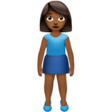 🧍🏾‍♀️ Woman Standing: Medium-Dark Skin Tone, Emoji by Apple