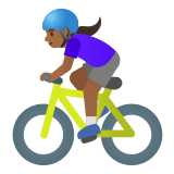 🚴🏾‍♀️ Женщина на Велосипеде: Темный Тон Кожи, смайлик от Google