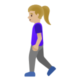 🚶🏼‍♀️ Woman Walking: Medium-Light Skin Tone, Emoji by Google
