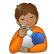 🧑🏽‍🍼 Personne Allaitant Un Bébé : Peau Légèrement Mate Emoji par Samsung