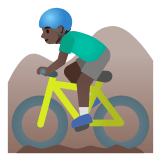 🚵🏿‍♂️ Мужчина на Горном Велосипеде: Очень Темный Тон Кожи, смайлик от Google