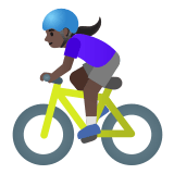 🚴🏿‍♀️ Женщина на Велосипеде: Очень Темный Тон Кожи, смайлик от Google