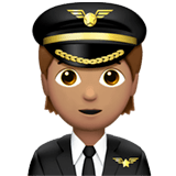 🧑🏽‍✈️ Pilote : Peau Légèrement Mate Emoji par Apple
