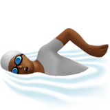🏊🏾 Person Swimming: Medium-Dark Skin Tone, Emoji by Apple