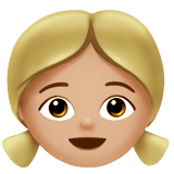 👧🏼 Mädchen: Mittelhelle Hautfarbe Emoji von Apple