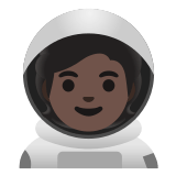 🧑🏿‍🚀 Astronaut(in): Dunkle Hautfarbe Emoji von Google
