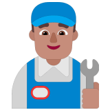 👨🏽‍🔧 Man Mechanic: Medium Skin Tone, Emoji by Microsoft