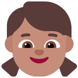 👧🏽 Fille : Peau Légèrement Mate Emoji par Microsoft