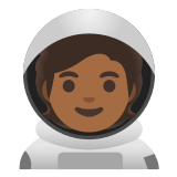🧑🏾‍🚀 Astronaut(in): Mitteldunkle Hautfarbe Emoji von Google