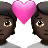 💑🏿 Couple with Heart: Dark Skin Tone, Emoji by Apple