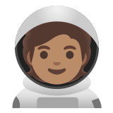 🧑🏽‍🚀 Astronaut(in): Mittlere Hautfarbe Emoji von Google