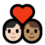 👨🏻‍❤️‍👨🏽 Couple with Heart: Man, Man, Light Skin Tone, Medium Skin Tone, Emoji by Microsoft