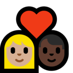 👩🏼‍❤️‍👨🏿 Couple with Heart: Woman, Man, Medium-Light Skin Tone, Dark Skin Tone, Emoji by Microsoft