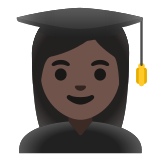 👩🏿‍🎓 Woman Student: Dark Skin Tone, Emoji by Google
