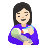 👩🏻‍🍼 Woman Feeding Baby: Light Skin Tone, Emoji by Google