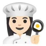 👩🏻‍🍳 Woman Cook: Light Skin Tone, Emoji by Google