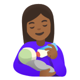 👩🏾‍🍼 Woman Feeding Baby: Medium-Dark Skin Tone, Emoji by Google