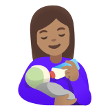 👩🏽‍🍼 Woman Feeding Baby: Medium Skin Tone, Emoji by Google