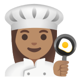 👩🏽‍🍳 Woman Cook: Medium Skin Tone, Emoji by Google