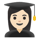 👩🏻‍🎓 Woman Student: Light Skin Tone, Emoji by Google