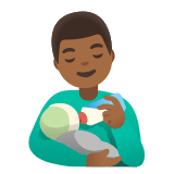 👨🏾‍🍼 Homme Allaitant Un Bébé : Peau Mate Emoji par Google