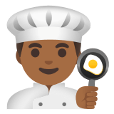 👨🏾‍🍳 Cuisinier : Peau Mate Emoji par Google