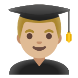 👨🏼‍🎓 Man Student: Medium-Light Skin Tone, Emoji by Google