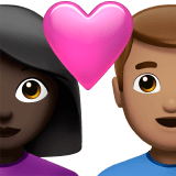 👩🏿‍❤️‍👨🏽 Couple with Heart: Woman, Man, Dark Skin Tone, Medium Skin Tone, Emoji by Apple