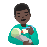 👨🏿‍🍼 Man Feeding Baby: Dark Skin Tone, Emoji by Google