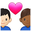 👨🏻‍❤️‍👨🏾 Couple with Heart: Man, Man, Light Skin Tone, Medium-Dark Skin Tone, Emoji by Samsung