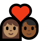 👩🏽‍❤️‍👨🏾 Couple with Heart: Woman, Man, Medium Skin Tone, Medium-Dark Skin Tone, Emoji by Microsoft