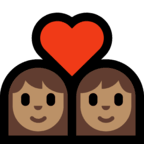 👩🏽‍❤️‍👩🏽 Couple with Heart: Woman, Woman, Medium Skin Tone, Emoji by Microsoft