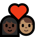 👩🏿‍❤️‍👨🏽 Couple with Heart: Woman, Man, Dark Skin Tone, Medium Skin Tone, Emoji by Microsoft