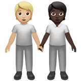 🧑🏼‍🤝‍🧑🏿 People Holding Hands: Medium-Light Skin Tone, Dark Skin Tone, Emoji by Apple