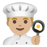 👨🏼‍🍳 Man Cook: Medium-Light Skin Tone, Emoji by Google