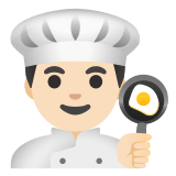 👨🏻‍🍳 Man Cook: Light Skin Tone, Emoji by Google
