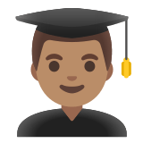 👨🏽‍🎓 Man Student: Medium Skin Tone, Emoji by Google