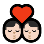 👨🏻‍❤️‍💋‍👨🏻 Kiss: Man, Man, Light Skin Tone, Emoji by Microsoft