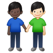 👨🏿‍🤝‍👨🏻 Men Holding Hands: Dark Skin Tone, Light Skin Tone, Emoji by Samsung