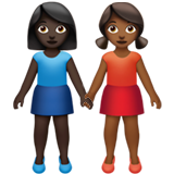 👩🏿‍🤝‍👩🏾 Women Holding Hands: Dark Skin Tone, Medium-Dark Skin Tone, Emoji by Apple