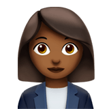 👩🏾‍💼 Büroangestellte: Mitteldunkle Hautfarbe Emoji von Apple
