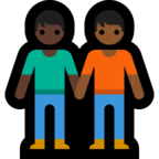 🧑🏾‍🤝‍🧑🏿 People Holding Hands: Medium-Dark Skin Tone, Dark Skin Tone, Emoji by Microsoft