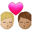 👨🏼‍❤️‍💋‍👨🏽 Kiss: Man, Man, Medium-Light Skin Tone, Medium Skin Tone, Emoji by Samsung