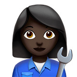 👩🏿‍🔧 Woman Mechanic: Dark Skin Tone, Emoji by Apple