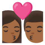 👩🏾‍❤️‍💋‍👨🏾 Kiss: Woman, Man, Medium-Dark Skin Tone, Emoji by Google