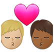 👨🏼‍❤️‍💋‍👨🏾 Kiss: Man, Man, Medium-Light Skin Tone, Medium-Dark Skin Tone, Emoji by Samsung
