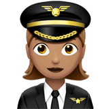 👩🏽‍✈️ Woman Pilot: Medium Skin Tone, Emoji by Apple